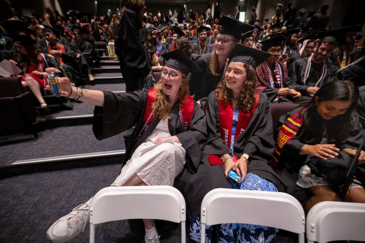 Students take selfie at baccalaureate event