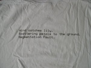 2001 shirt front: haiku