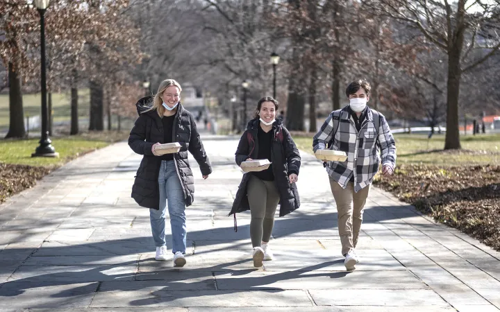 students walking