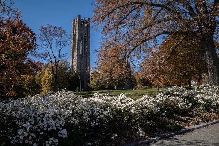 Clothier Bell tower in the fall