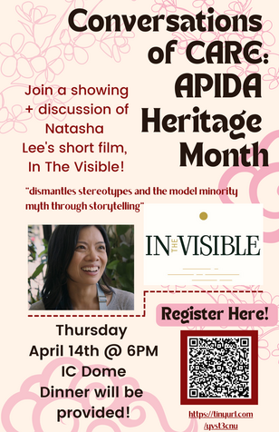 flyer advertising conversations of care event with APIDA heritage month committee