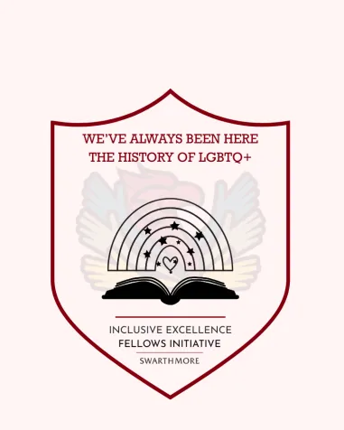 Shield shaped logo for "We've Always Been Here: The History of LGBTQ+."