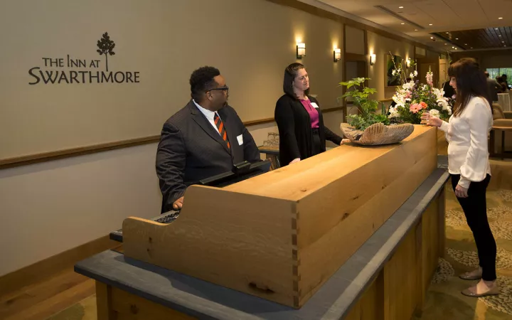 Front desk of the Inn at Swarthmore