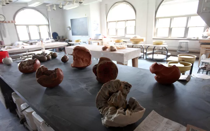 Images sitting in an art studio