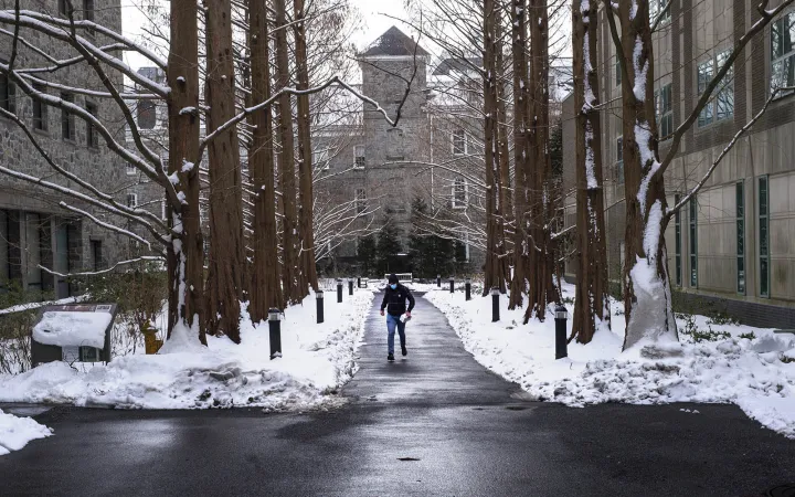 walking on campus