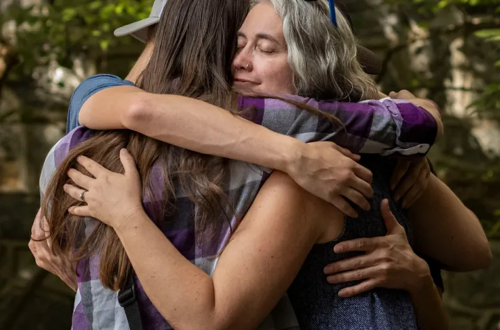 Family group hug