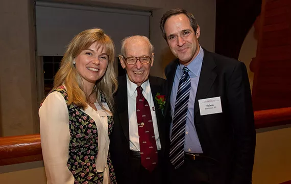 Eugene Lang with Barbara Klock '86 and Salem Shuchman '84.