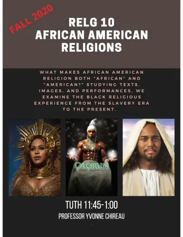 RELG 010. African American course poster Fall 2020