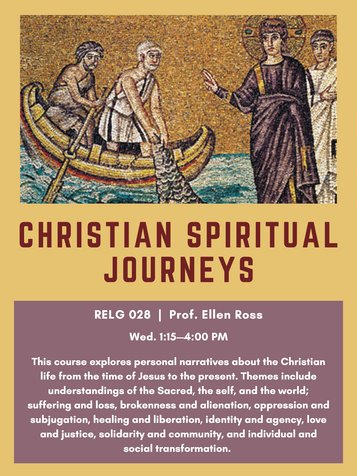 RELG 028. Christian Spiritual Journeys spring '22 poster