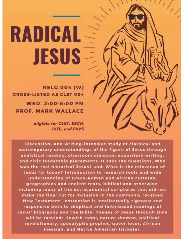 RELG 004. Radical Jesus course poster Fall 2020