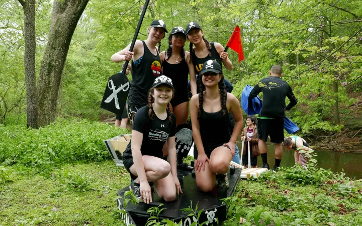 Group of students in the woods