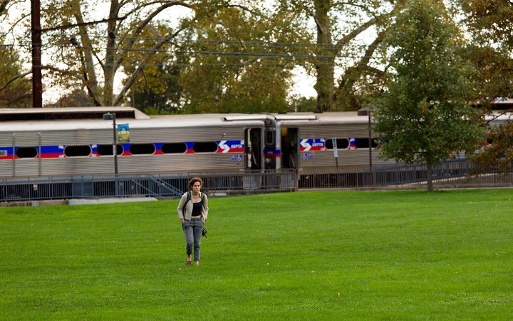 Swarthmore student walks away from departing SEPTA train