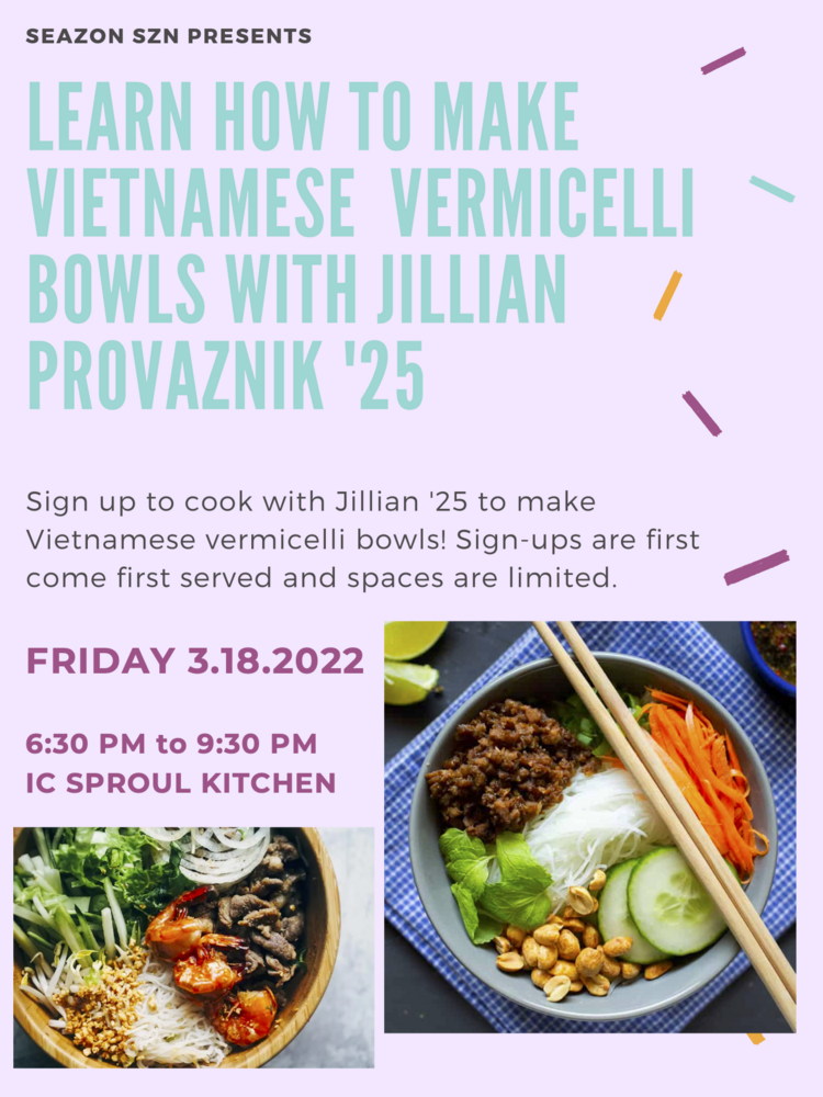 flyer for seasons szn event making vietnamese vermicelli bowls