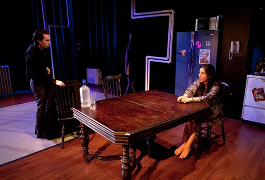 Anita Castillo-Halvorssen ‘15, Daniel Cho ‘15 performing on stage.