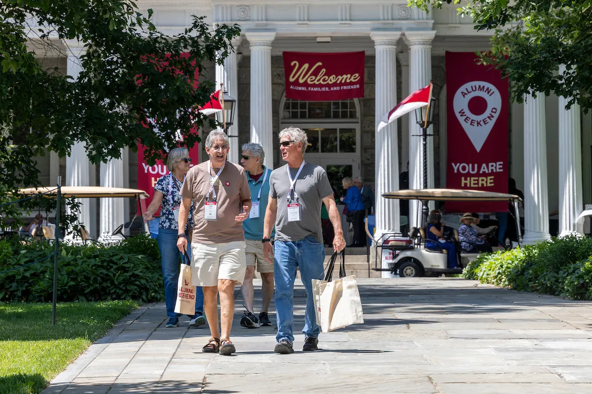 Alumni walk with Parrish Hall in background