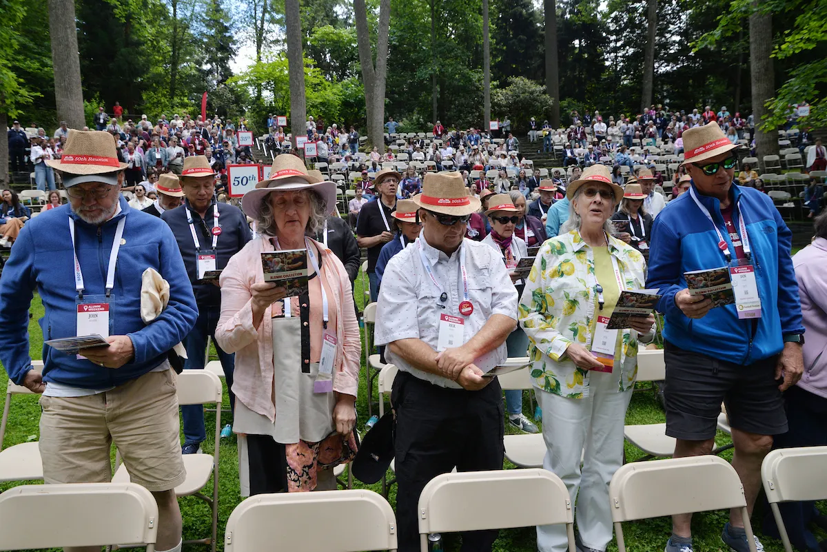 Alumni at collection in scott outdoor amphitheater