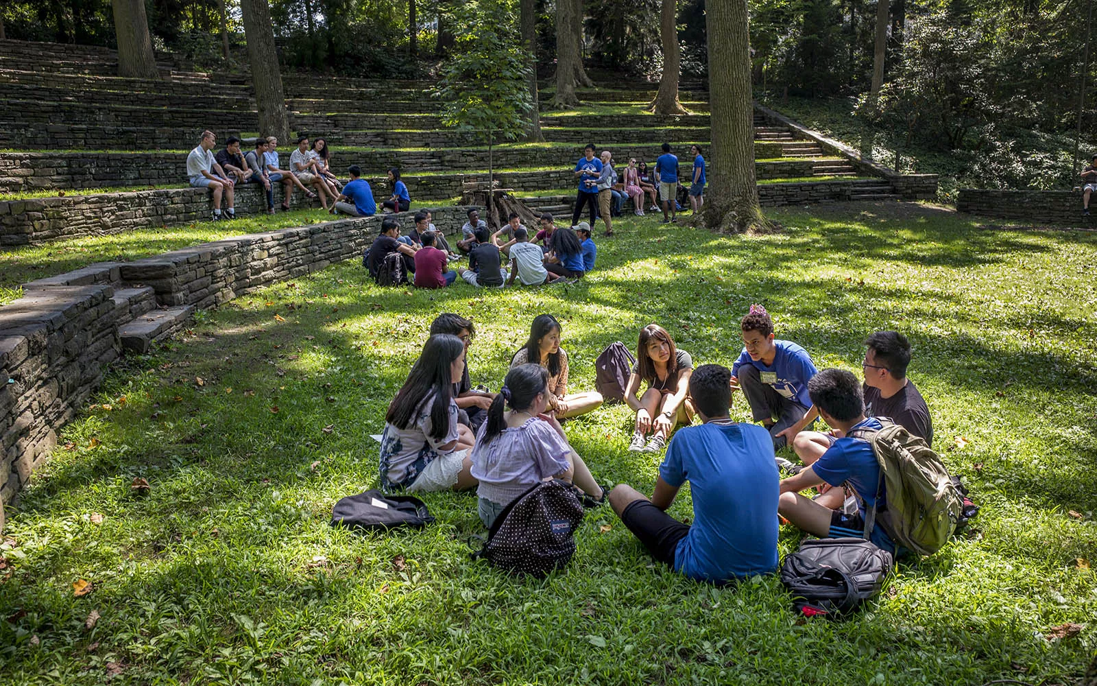 Students gathered in amphitheater 