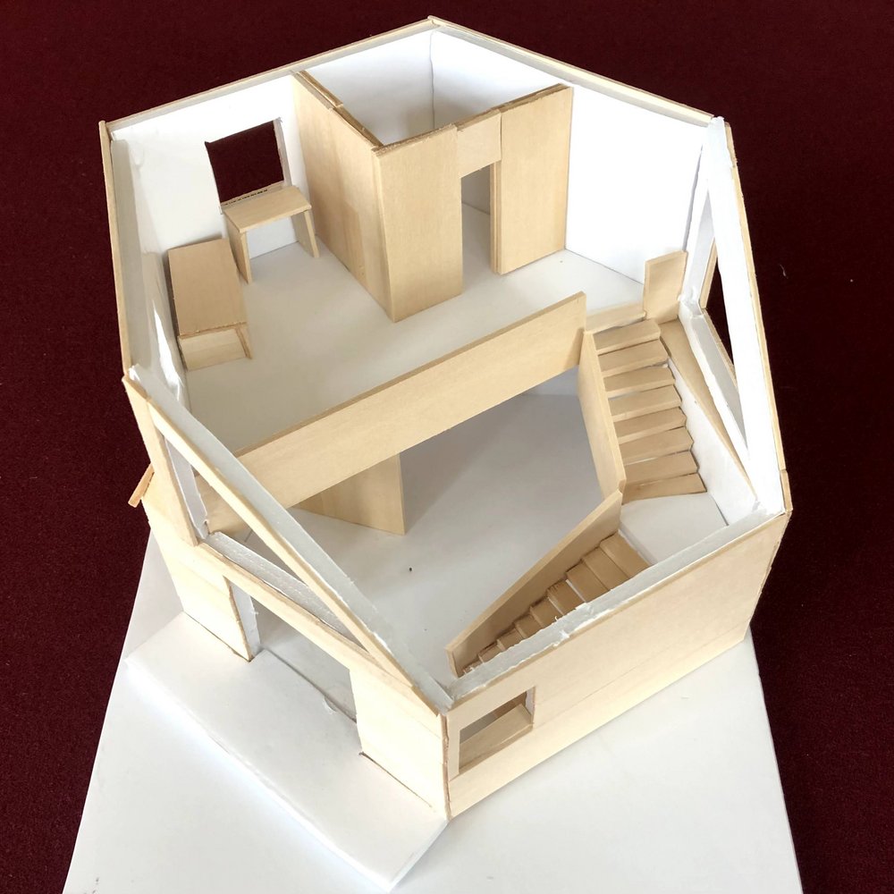 Architecture model of an imagined studio space. Student artwork.