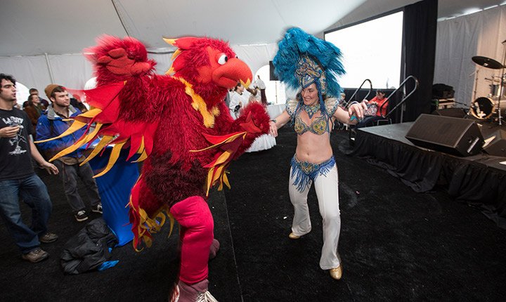 The Phoenix mascot dancing