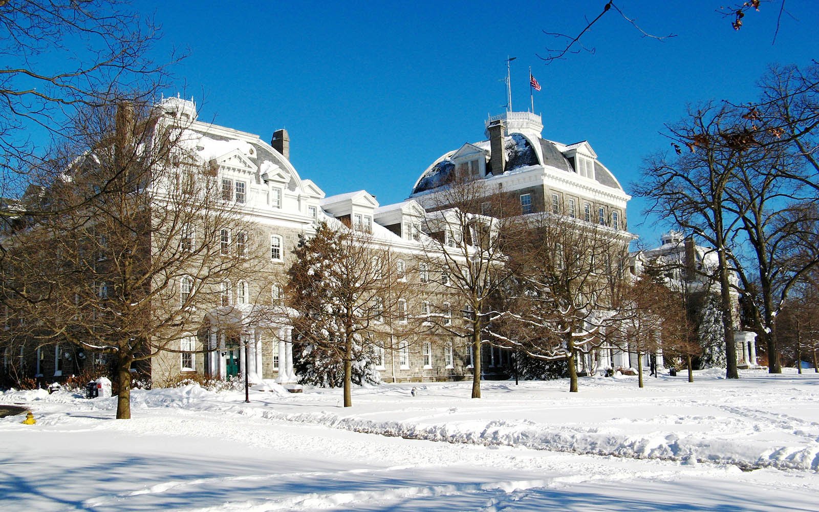 Parrish Hall covered in snow