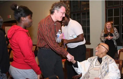 Kathryn Morgan meeting students and faculty