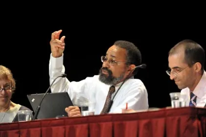 Edley speaking at a symposium