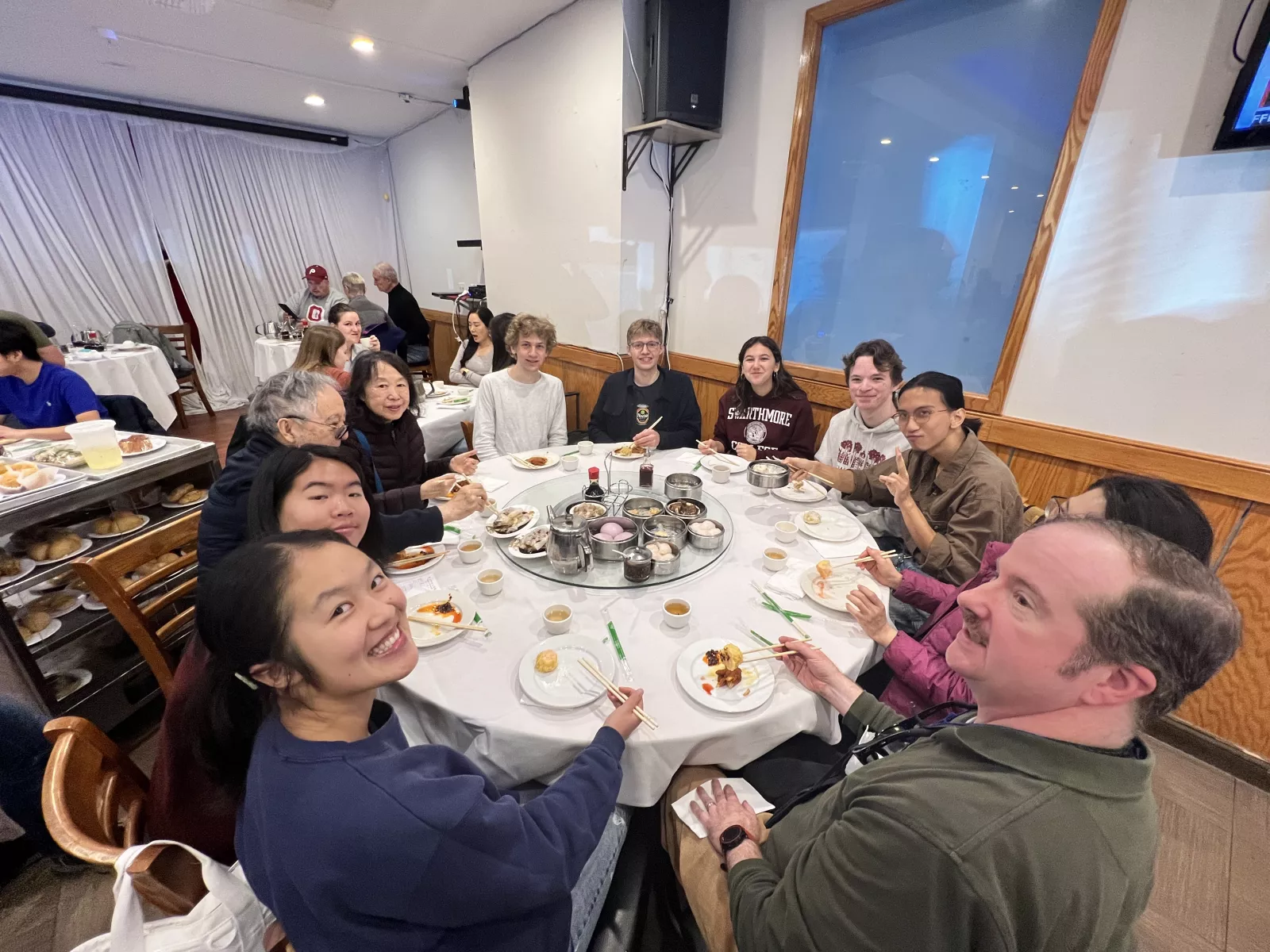 group of students having lunch at Dim Sum restaurant