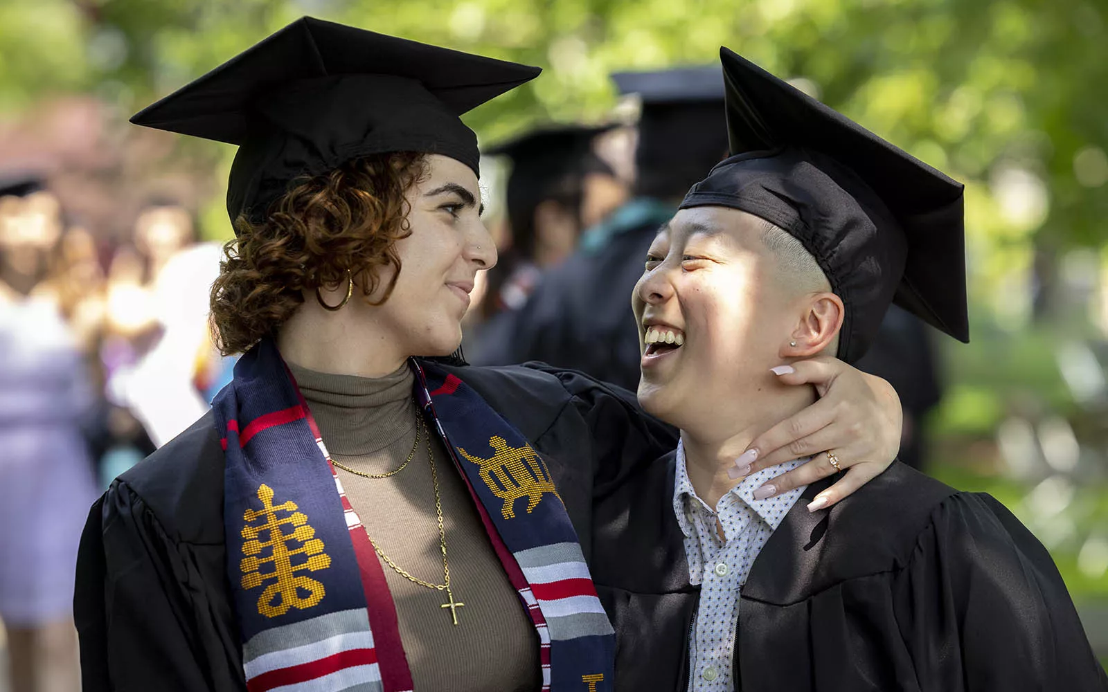 two students laughing