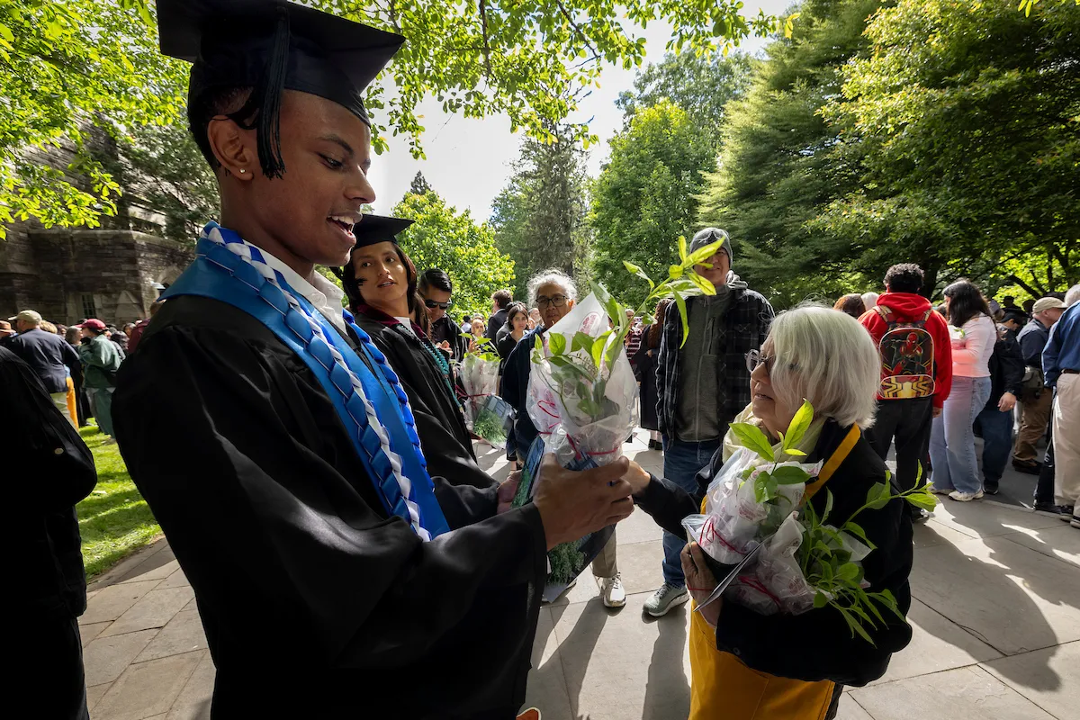 Student receives plant after baccalaureate