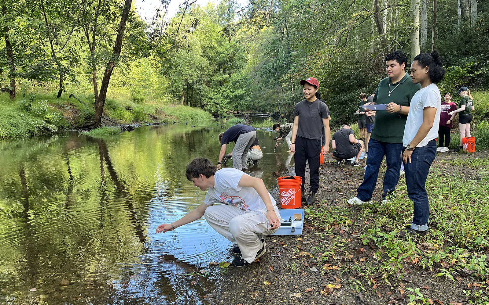 students doing research in crum creek
