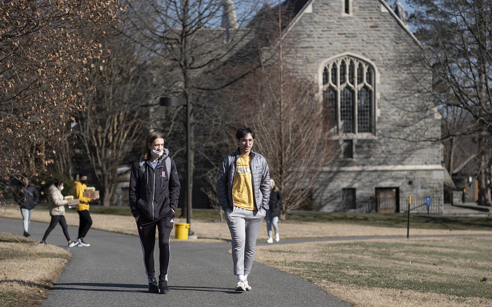 students walking