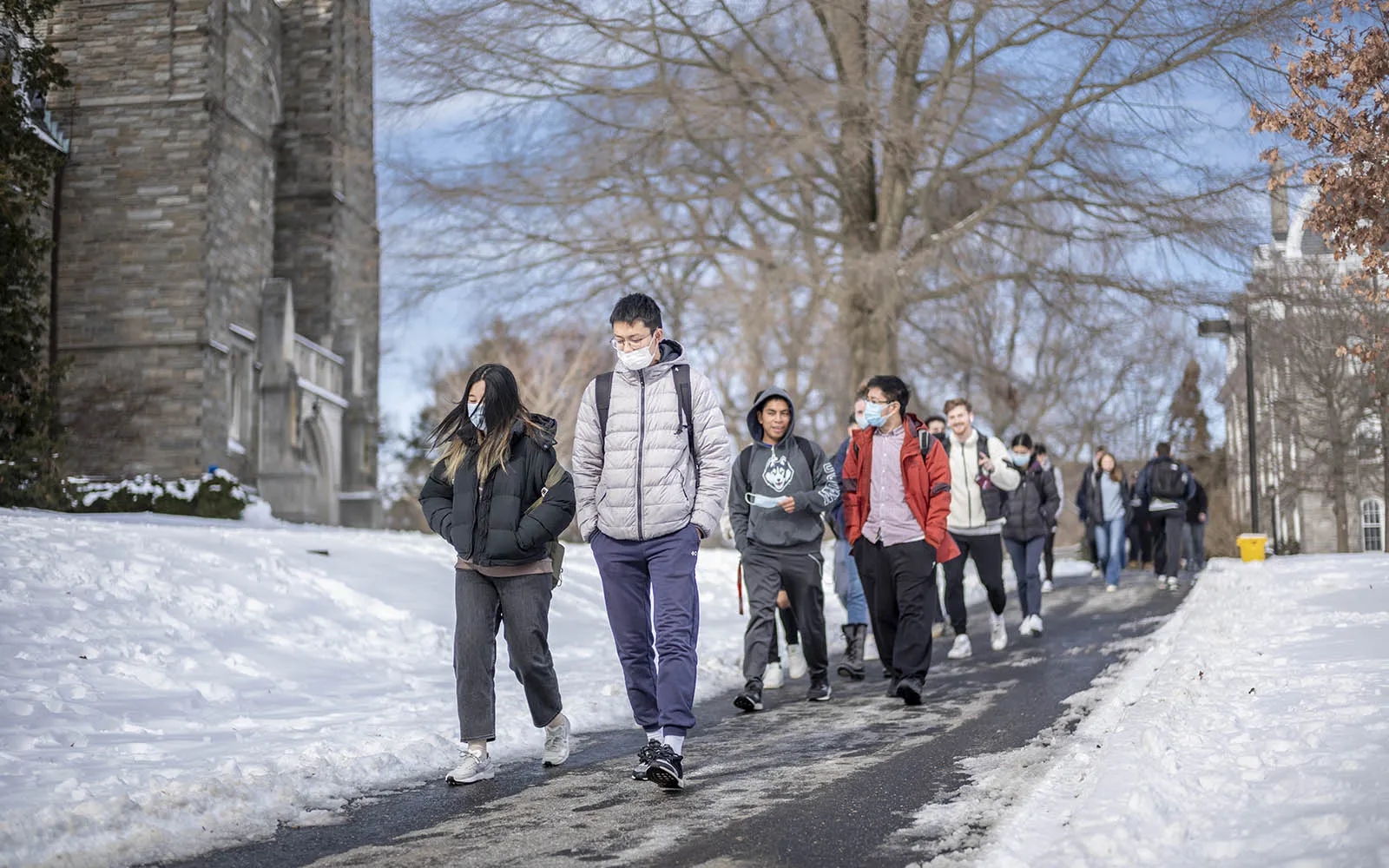 students walking