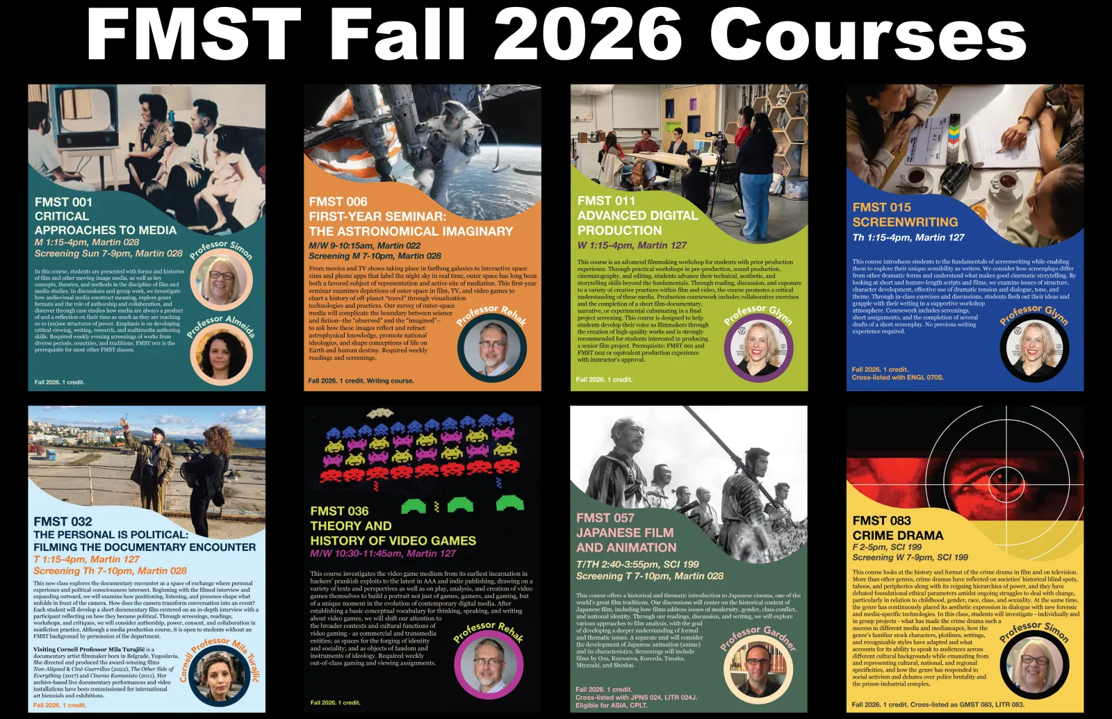 FMST Fall 2026 Courses FMST 001, FMST 006, FMST 011, FMST 015, FMST 032, FMST 036, FMST 057, FMST 083
