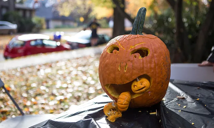 A carved pumpkin