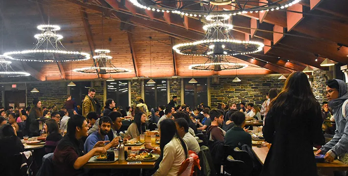 Students in Sharples Dining Hall