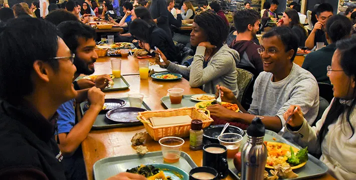Students in Sharples Dining Hall