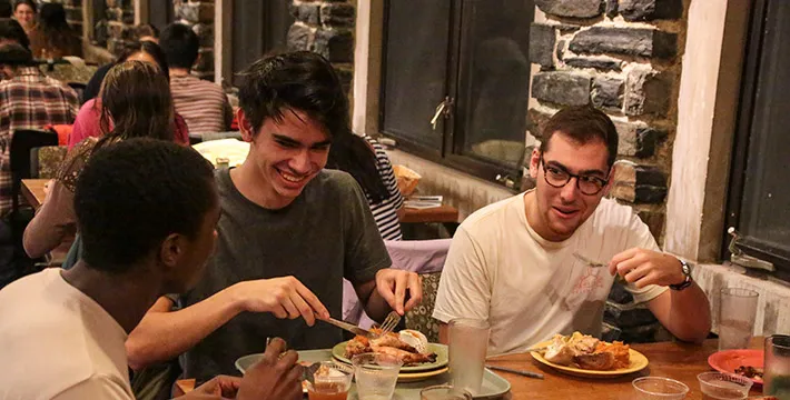 Students in Sharples Dining Hall