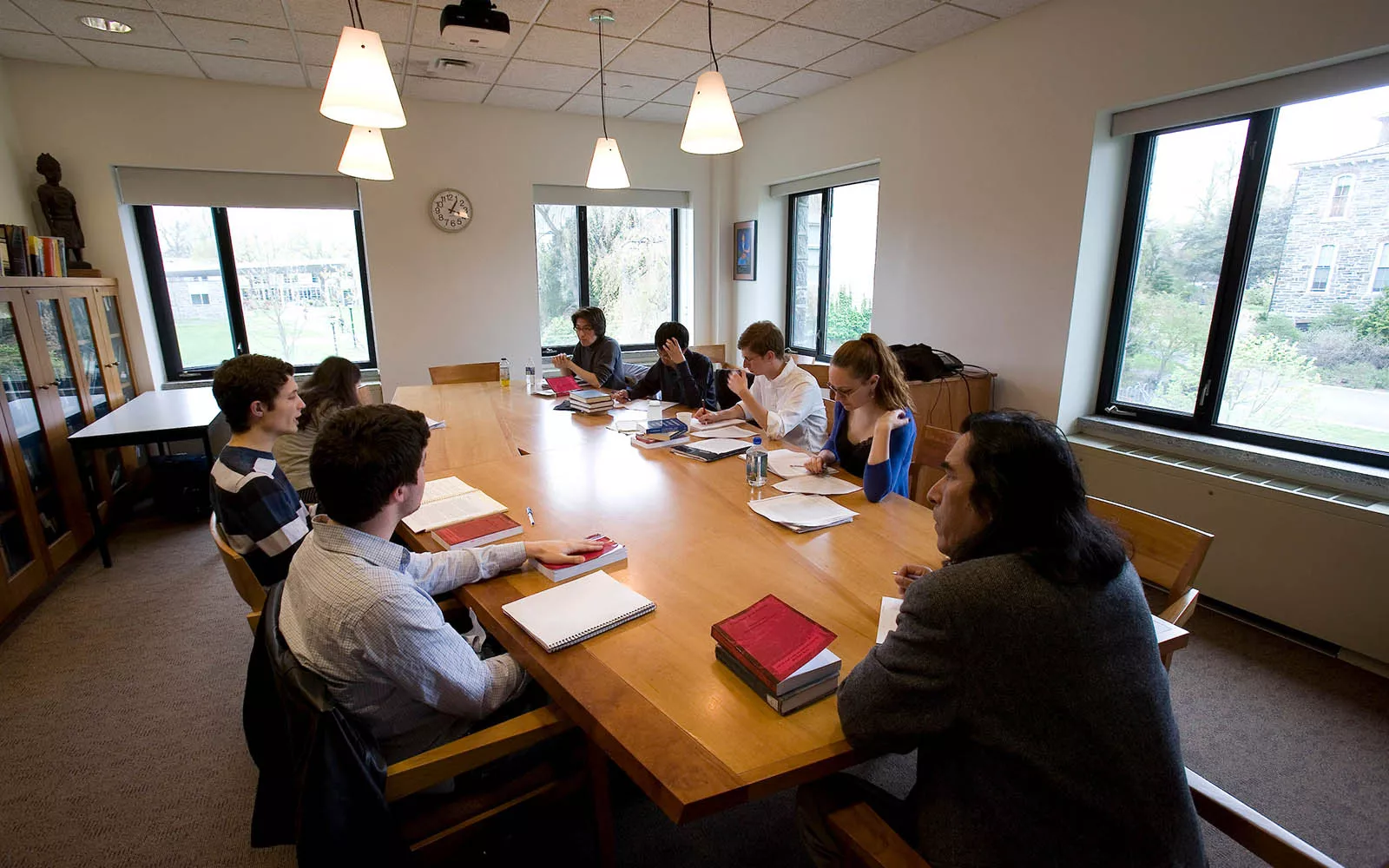 A classroom shot of a seminar room in Kohlberg Hall