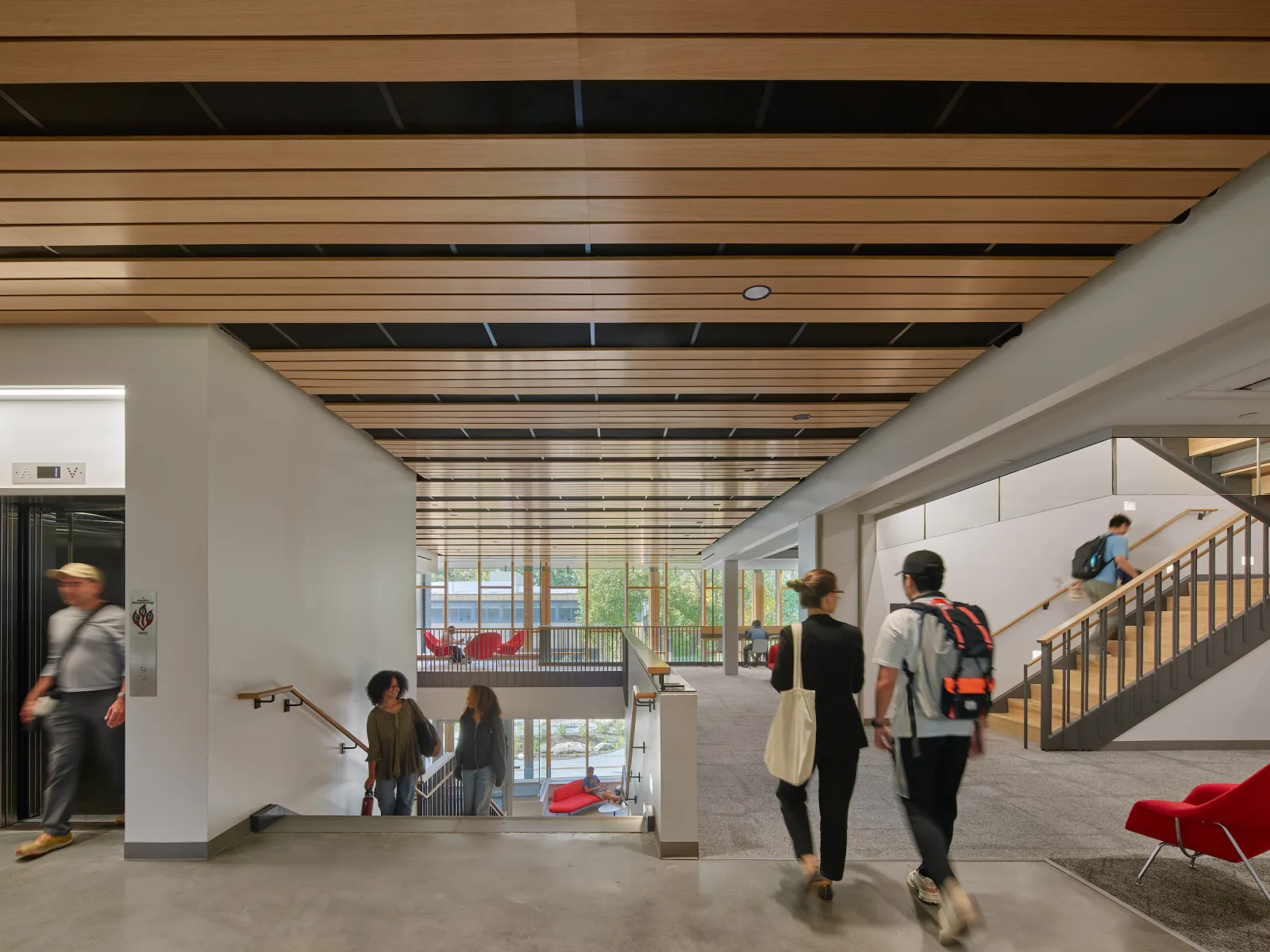 people walking through the Martin Hall atrium