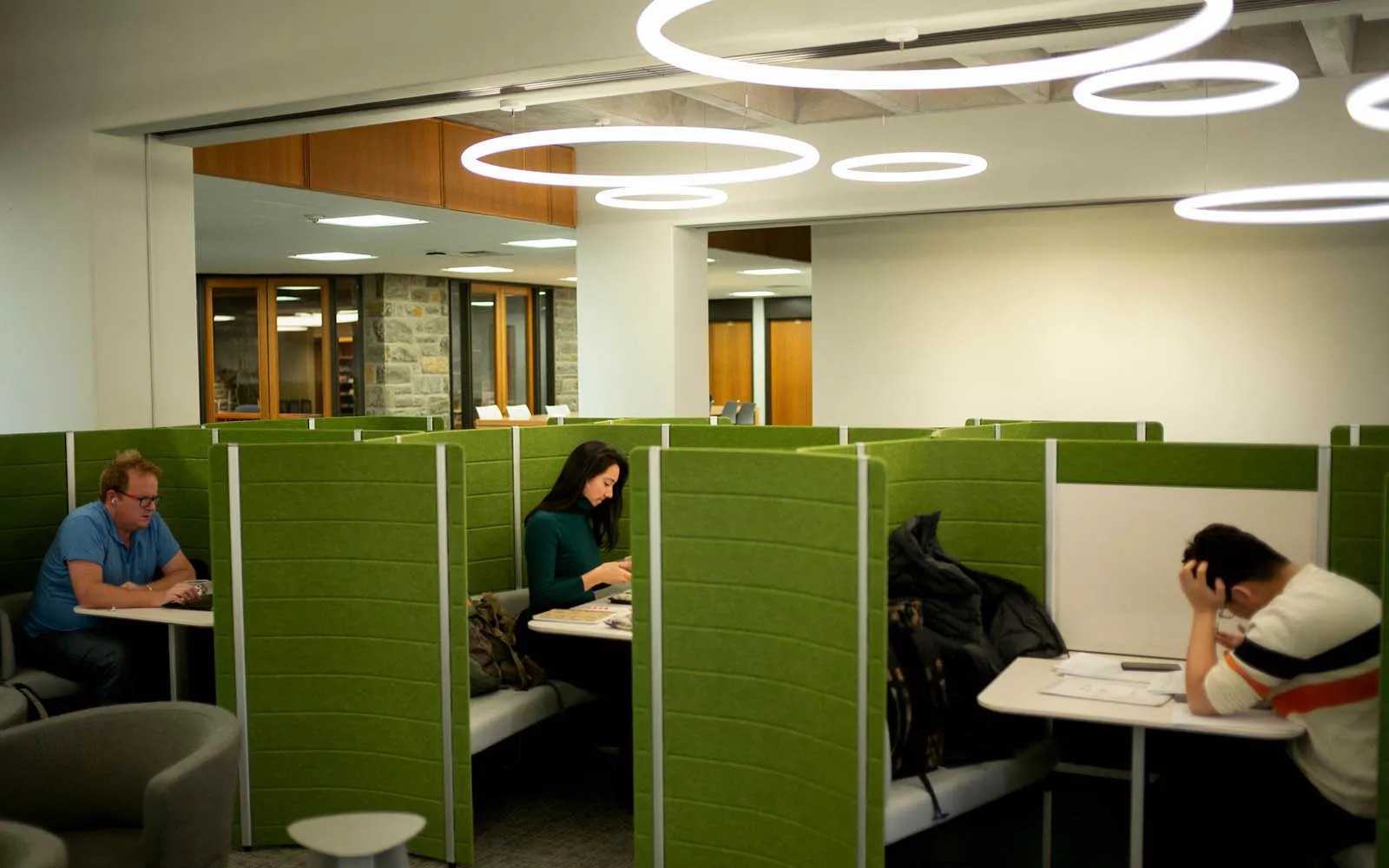 students in study carrels 