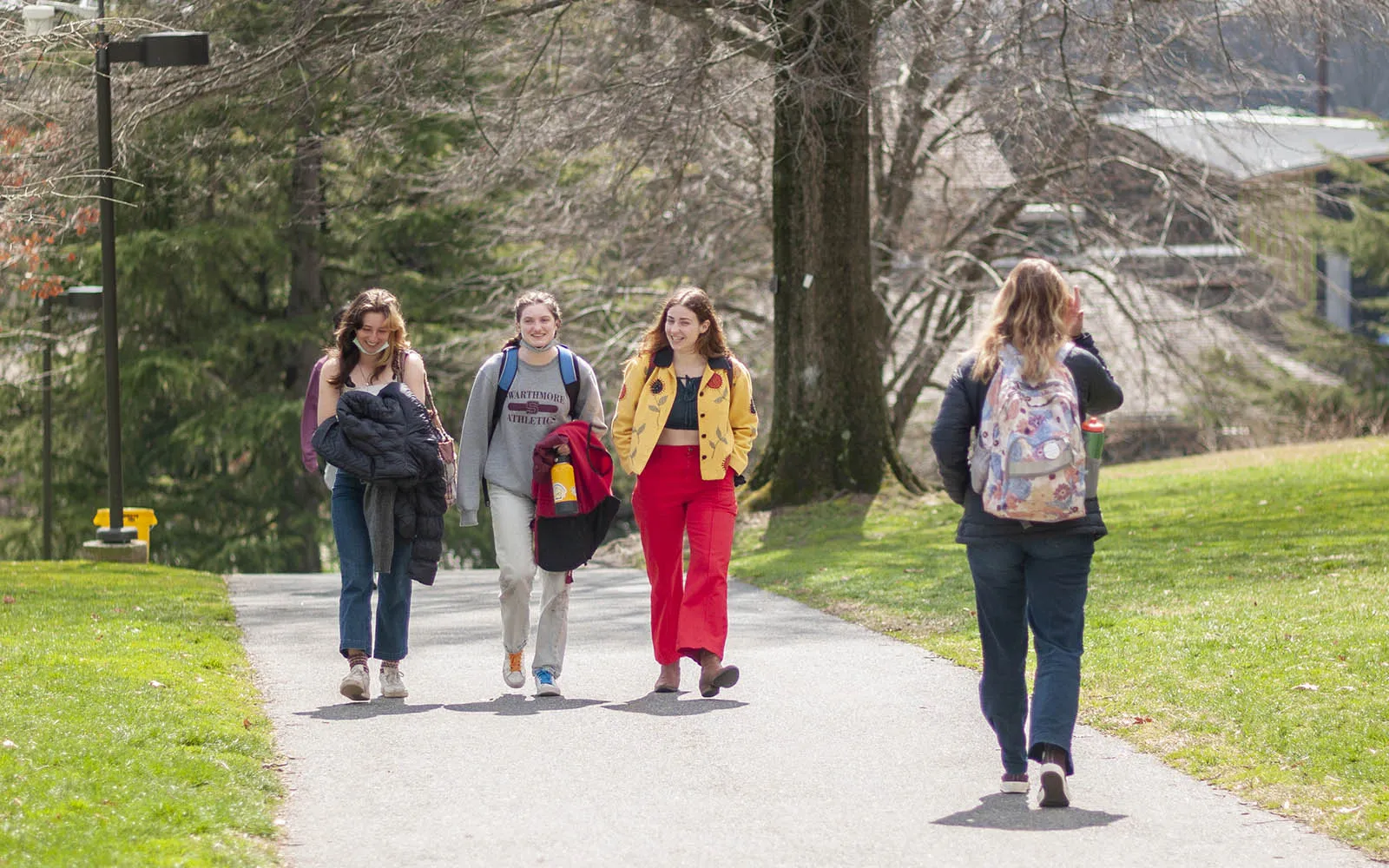 students walking on campus