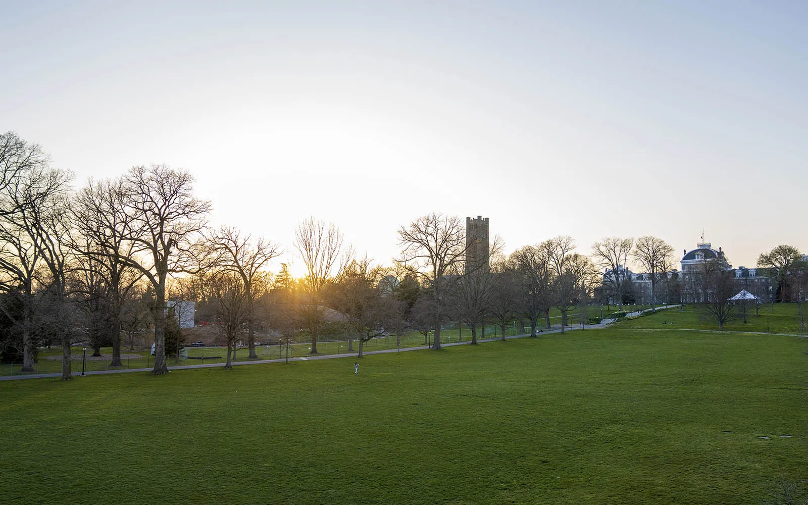 sunset on campus