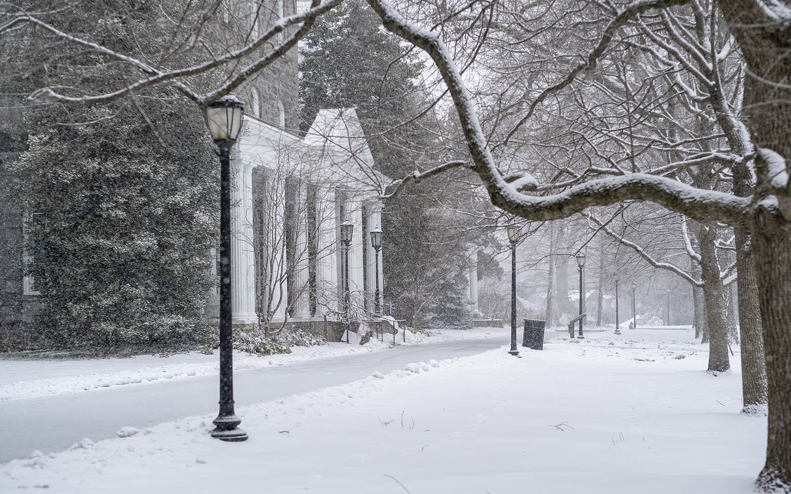 parrish hall in snow