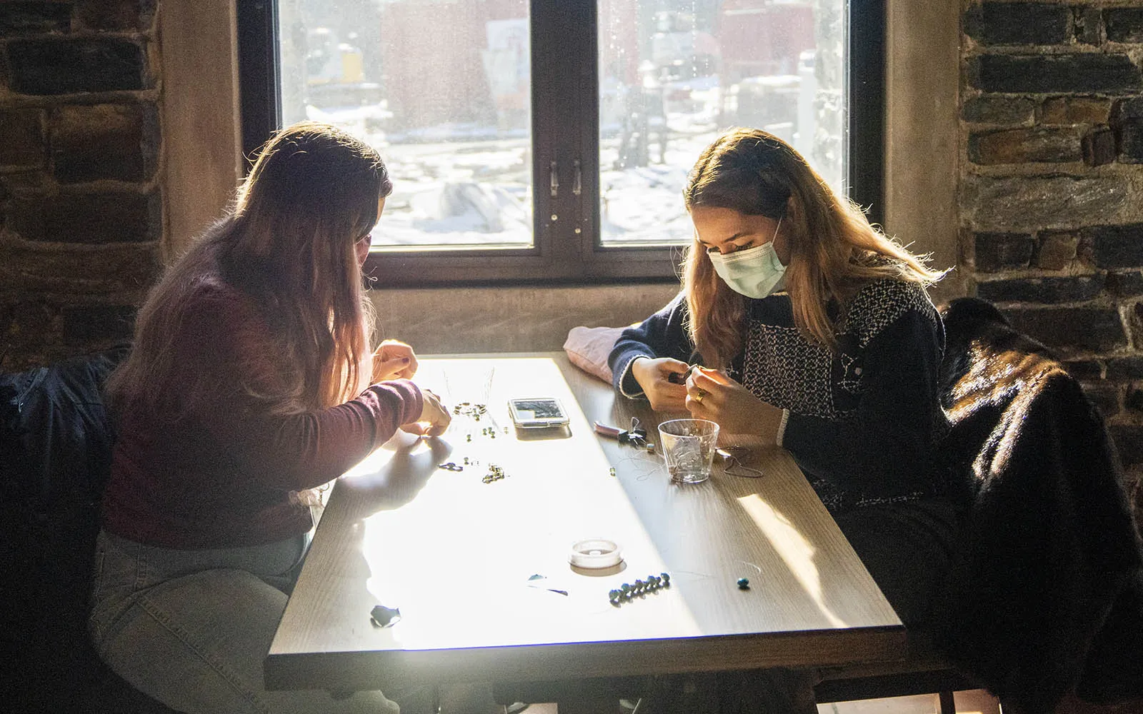 students doing craft work