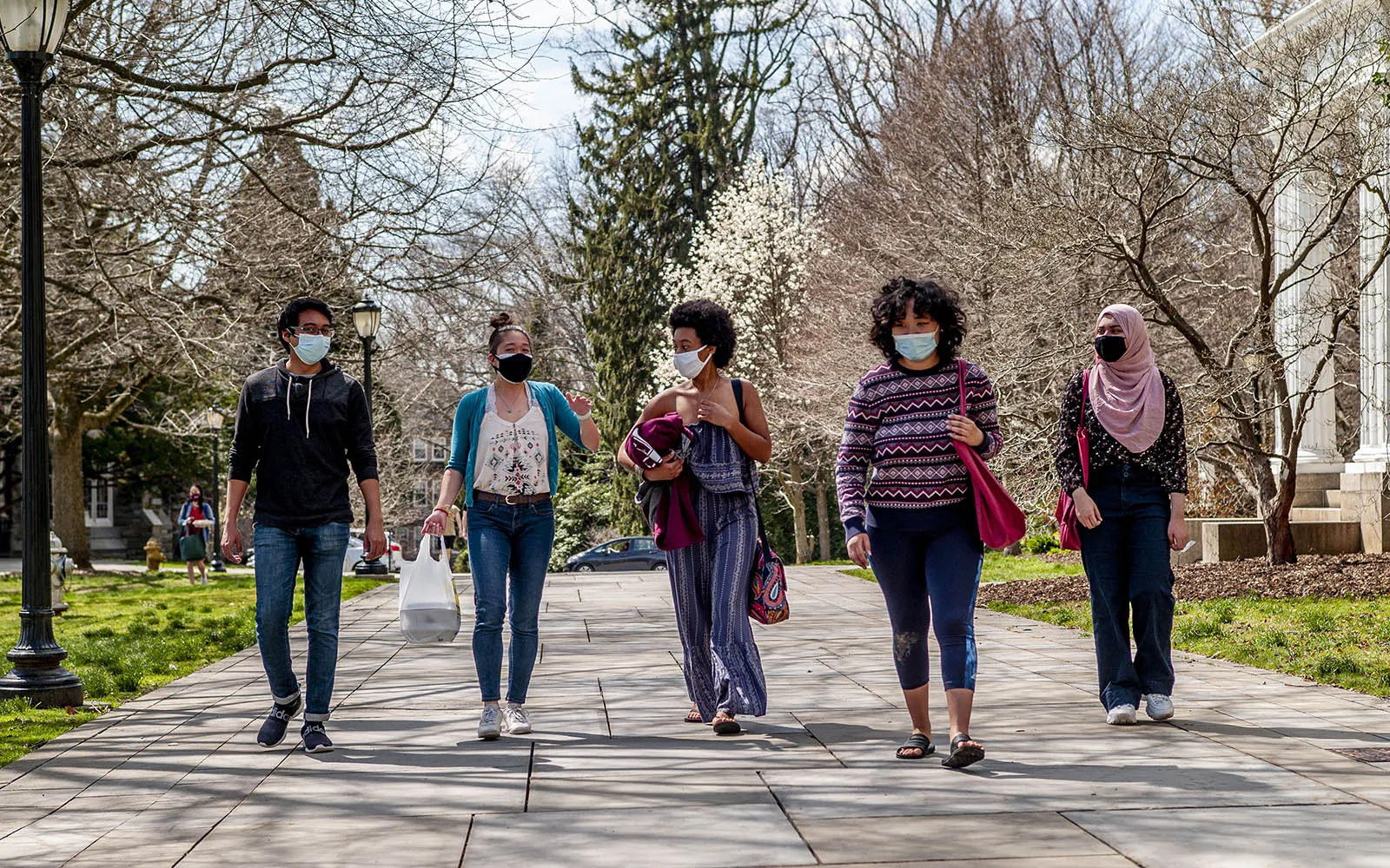 students walking on campus