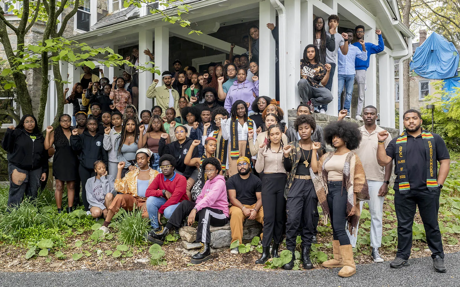 students on porch of BCC