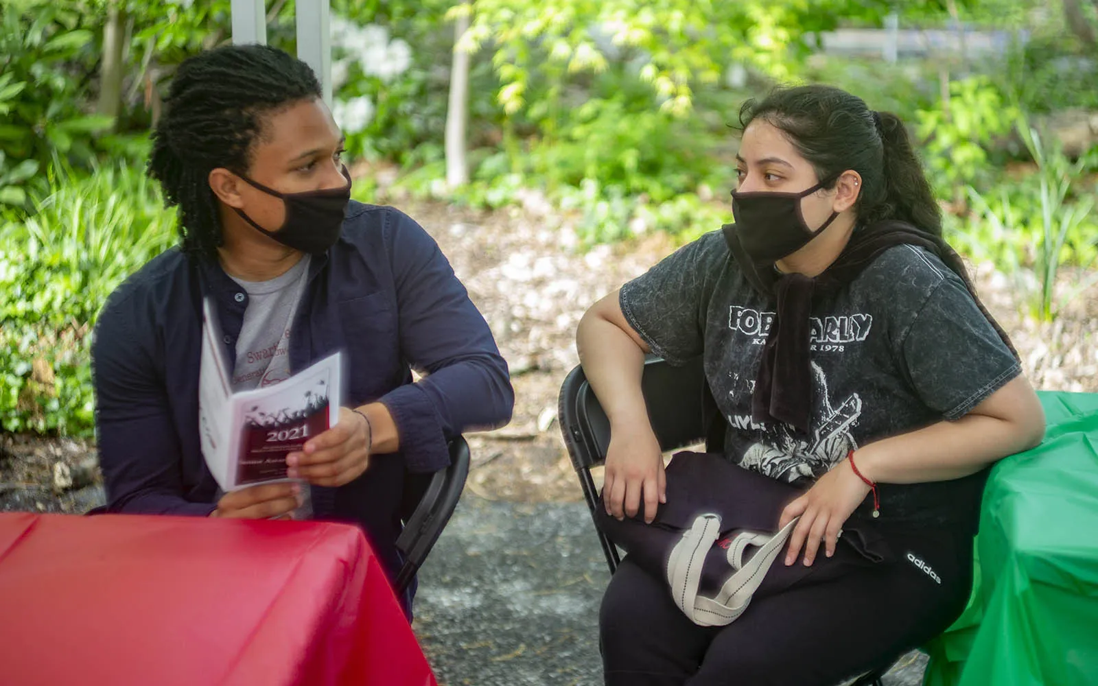 two students talking