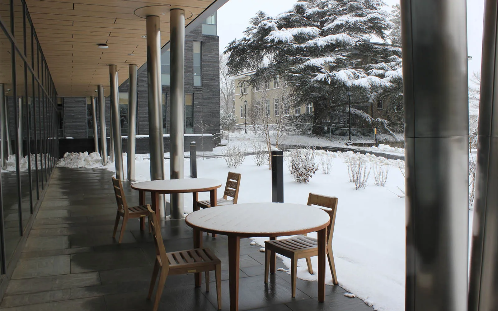 snowy campus scene