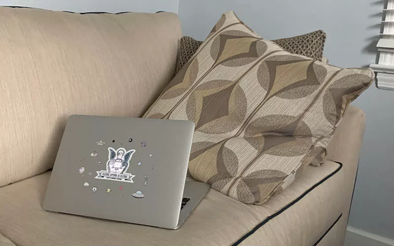 laptop on couch