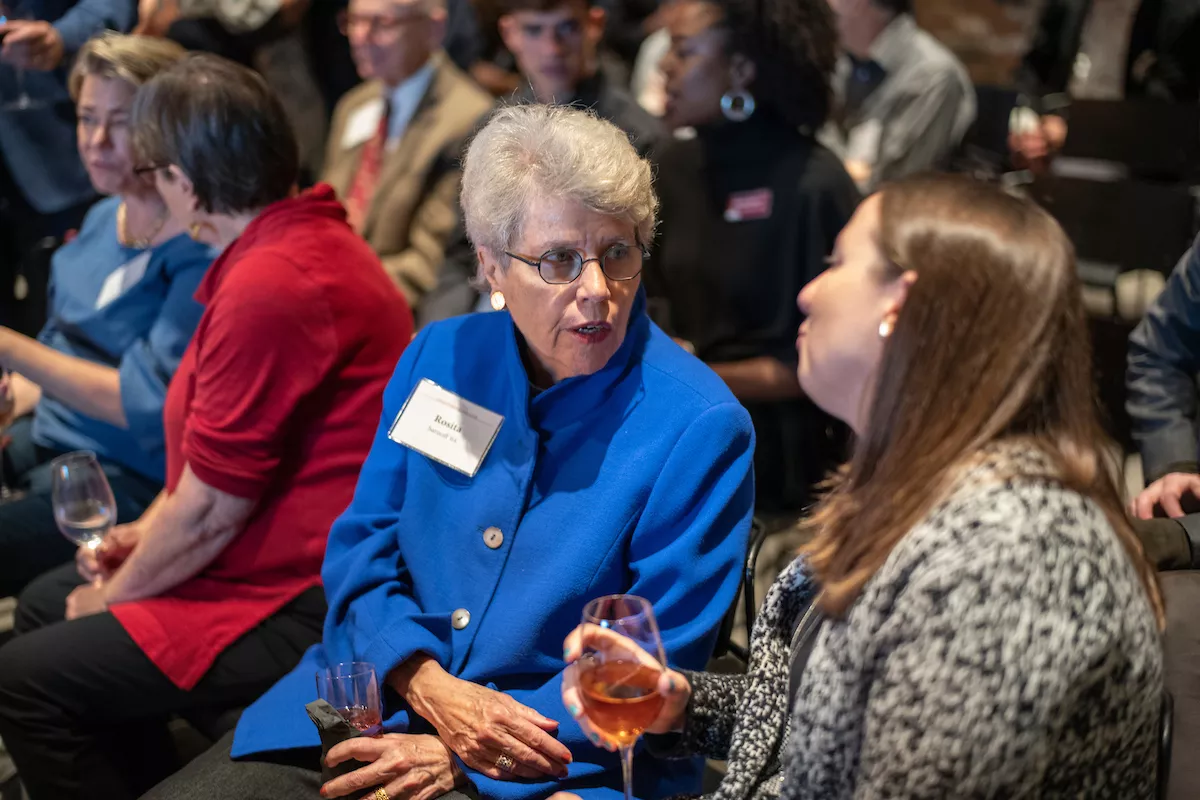 Alumni mingle during an event in New York City